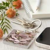 Dusty Rose Floral - Acrylic Keychain キーホルダー (正面右)