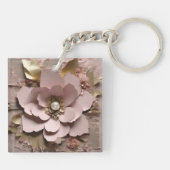 Dusty Rose Floral - Acrylic Keychain キーホルダー (裏面)