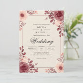 Dusty Rose Floral Arch Flourish Wedding 招待状 (スタンド正面)