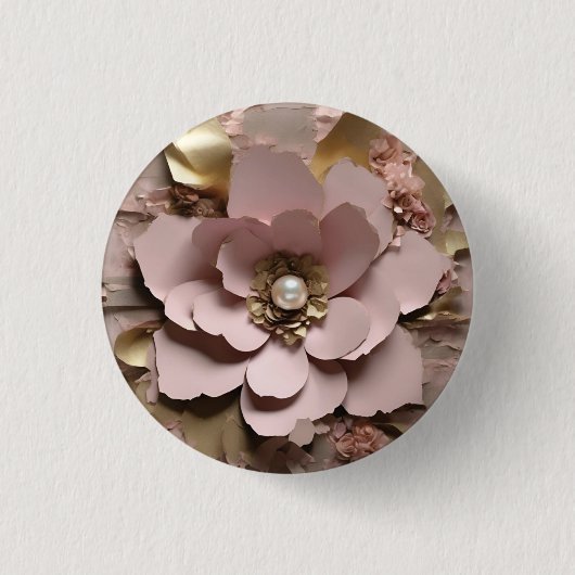 Dusty Rose Floral - Button 缶バッジ (正面)