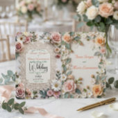 Dusty Rose Floral Faux Lace Photo Wedding 招待状