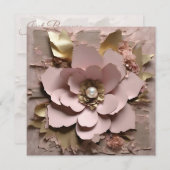 Dusty Rose Floral Flat Card - Any Occasion 招待状 (正面/裏面)