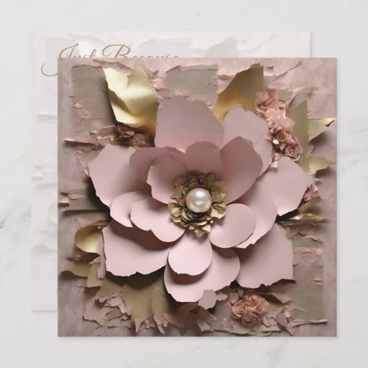 Dusty Rose Floral Flat Card - Any Occasion 招待状 (正面/裏面)