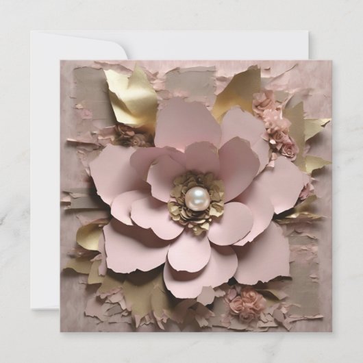 Dusty Rose Floral Flat Card - Any Occasion 招待状 (正面)