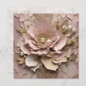 Dusty Rose Floral Flat Card - Any Occasion 招待状 (正面/裏面)