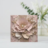 Dusty Rose Floral Flat Card - Any Occasion 招待状 (スタンド正面)