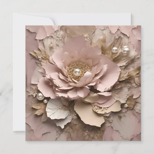 Dusty Rose Floral Flat Card - Any Occasion 招待状 (正面)
