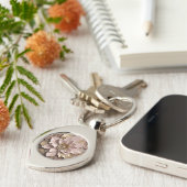 Dusty Rose Floral - Metal Keychain キーホルダー (側面)