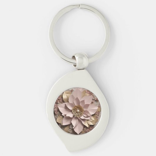 Dusty Rose Floral - Metal Keychain キーホルダー (正面)