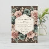 Dusty Rose Floral Romance Wedding 招待状 (スタンド正面)