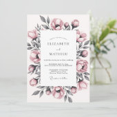 Dusty Rose Floral Romantic Wedding 招待状 (スタンド正面)