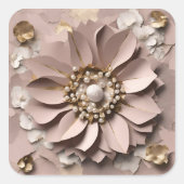Dusty Rose Floral - Sticker  スクエアシール (正面)