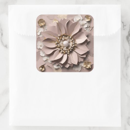 Dusty Rose Floral - Sticker  スクエアシール (バッグ)