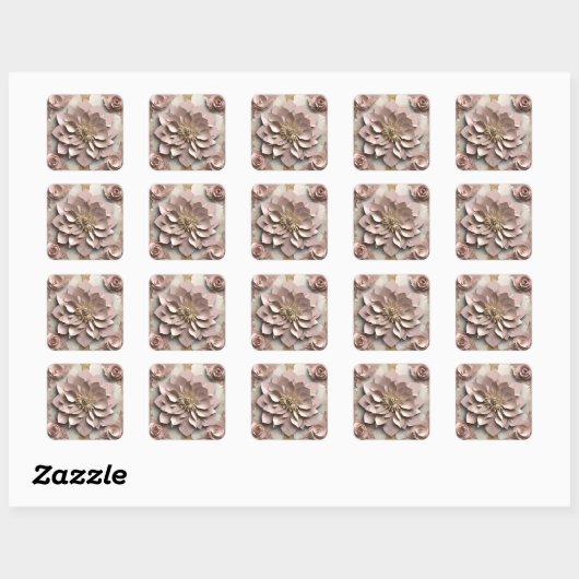 Dusty Rose Floral - Sticker スクエアシール (シート)