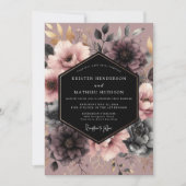 Dusty Rose Floral Wedding 招待状 (正面)