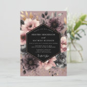 Dusty Rose Floral Wedding 招待状 (スタンド正面)