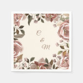 Dusty Rose Floral Wedding Napkin スタンダードカクテルナプキン (正面)