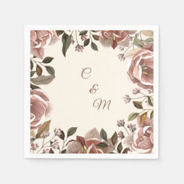 Dusty Rose Floral Wedding Napkin スタンダードカクテルナプキン