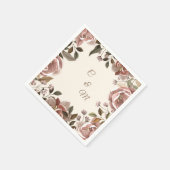 Dusty Rose Floral Wedding Napkin スタンダードカクテルナプキン (角)