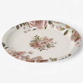 Dusty Rose Floral Wedding Paper Plate ペーパープレート (アングル)