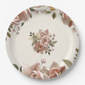 Dusty Rose Floral Wedding Paper Plate ペーパープレート (正面)