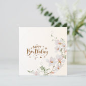 Dusty Rose Floral Wreath Flat Happy Birthday Card カード (スタンド正面)