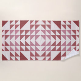 Dusty Rose Geometric Quilt Pattern ビーチタオル