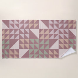 Dusty Rose Geometric Quilt Pattern ビーチタオル
