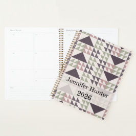 Dusty Rose Geometric Quilt Pattern プランナー手帳