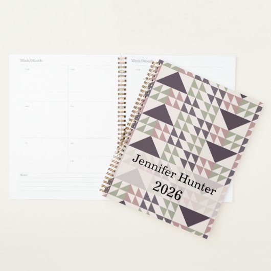 Dusty Rose Geometric Quilt Pattern プランナー手帳 (ディスプレー)