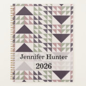 Dusty Rose Geometric Quilt Pattern プランナー手帳 (正面)
