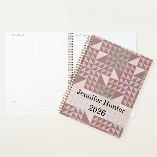 Dusty Rose Geometric Quilt Pattern プランナー手帳 (ディスプレー)