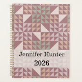 Dusty Rose Geometric Quilt Pattern プランナー手帳 (正面)