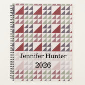 Dusty Rose Geometric Quilt Pattern プランナー手帳 (正面)