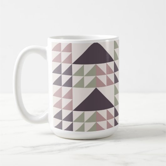 Dusty Rose Geometric Quilt Pattern Coffee Mug コーヒーマグカップ (左)