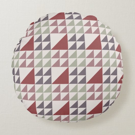 Dusty Rose Geometric Quilt Pattern Throw Pillow ラウンドクッション (正面)