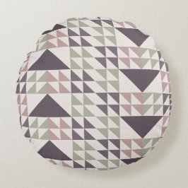 Dusty Rose Geometric Quilt Pattern Throw Pillow ラウンドクッション