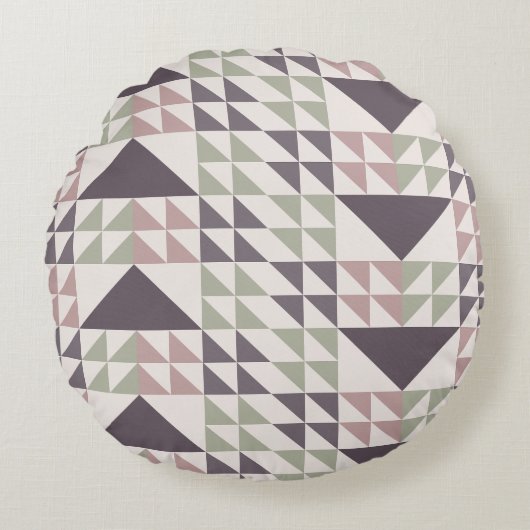 Dusty Rose Geometric Quilt Pattern Throw Pillow ラウンドクッション (正面)