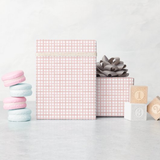 Dusty Rose Gingham Baby Shower Wrapping Paper ラッピングペーパー (ベビーシャワー)