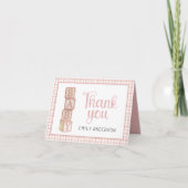 Dusty Rose Gingham Baby Thank You Card | Blocks サンキューカード (正面)