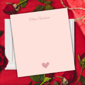 Dusty Rose Heart Valentines Day Personalized Name ノートパッド