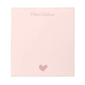 Dusty Rose Heart Valentines Day Personalized Name ノートパッド (正面)