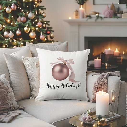 DUSTY ROSE HOLIDAY ORNAMENT THROW PILLOW クッション