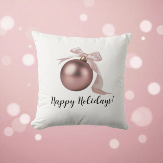 DUSTY ROSE HOLIDAY ORNAMENT THROW PILLOW クッション