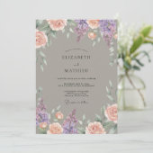Dusty Rose Lilac Botanical Flourish Wedding 招待状 (スタンド正面)