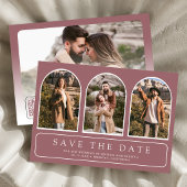 Dusty Rose Minimal Arch Photo QR Code Wedding セーブザデート