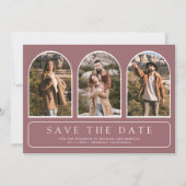 Dusty Rose Minimal Arch Photo QR Code Wedding セーブザデート (正面)