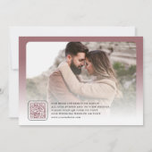 Dusty Rose Minimal Arch Photo QR Code Wedding セーブザデート (裏面)