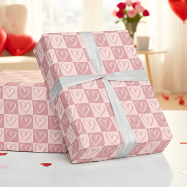 Dusty Rose Minimal Hearts Valentine Gift ラッピングペーパー