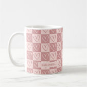 Dusty Rose Minimal Hearts Valentine’s Gift コーヒーマグカップ (左)